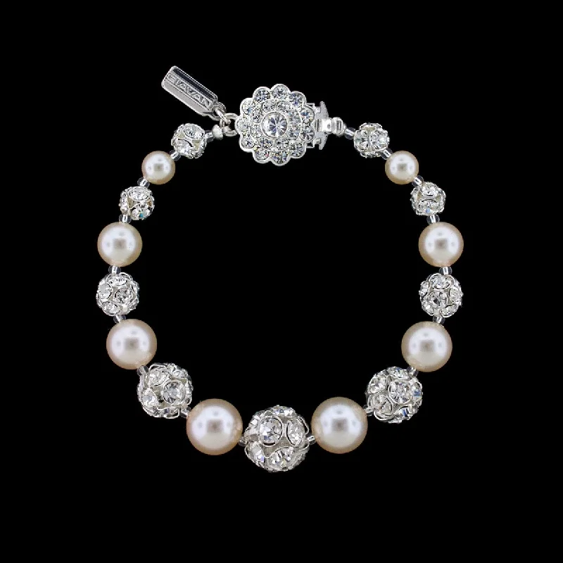 Graduated Pearl & Rhinestone Bead Bracelet