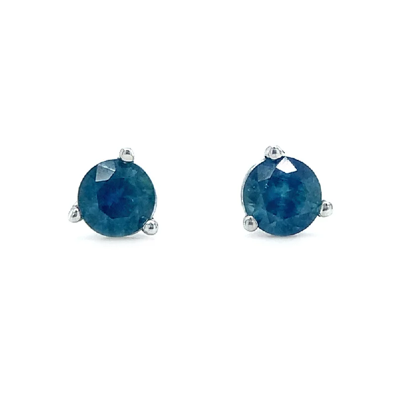 boho chic earrings -Montana Sapphire & White Gold Earrings - "Caspian"