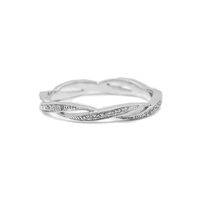 cocktail rings for women -18kw Stackable Diamond Wedding Eternity Twist Band