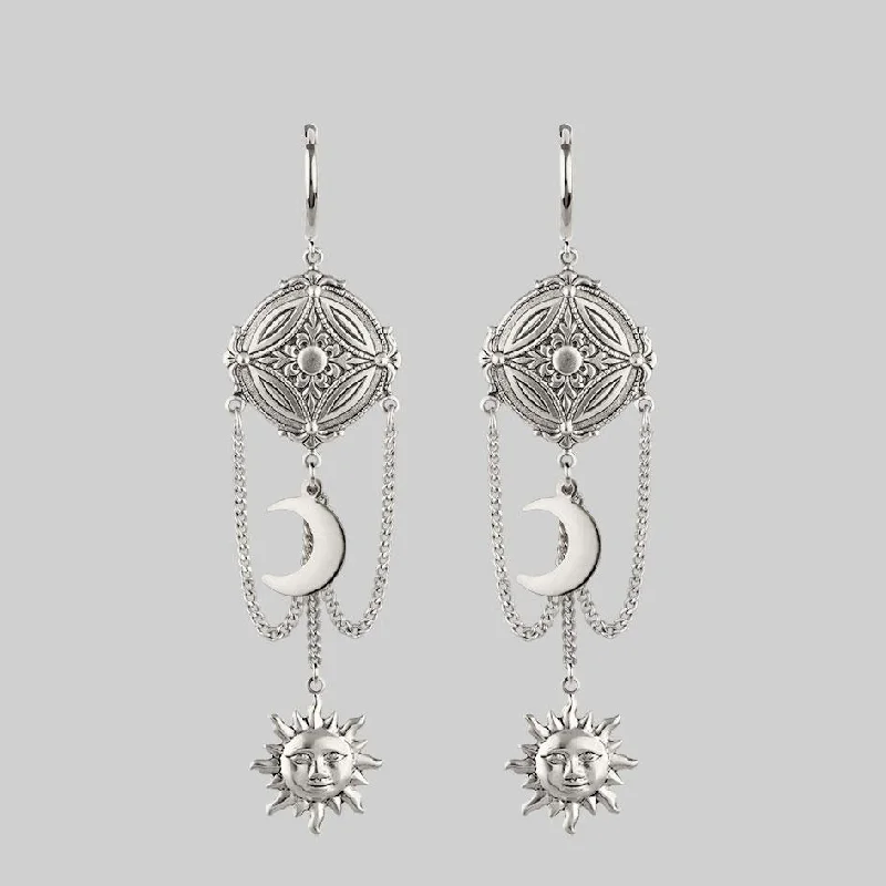 chic ear jackets -EQUINOX. Celestial Path Chain Hoop Earrings - Silver