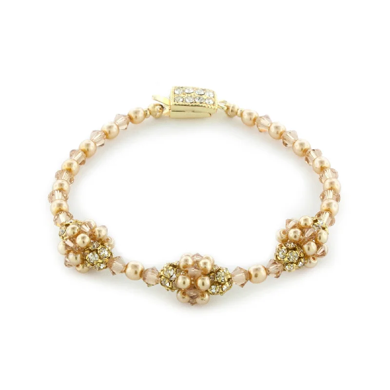 Pearl & Crystal Multi Cluster Bracelet