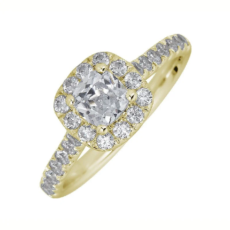 round-cut engagement rings -JULEVE 14KT GOLD 1 CTW DIAMOND CUSHION HALO RING