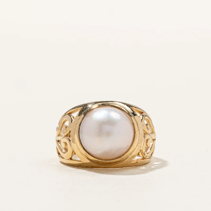 women’s unique diamond rings -Textured Pearl Ring | SZ 9 |