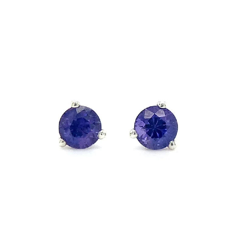 sapphire earrings for women -Montana Sapphire & Sterling Silver Earrings - "Blueberry"