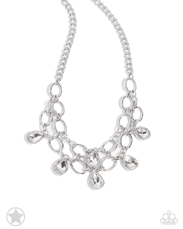 statement jewelry necklaces -Show-Stopping Shimmer White Necklace