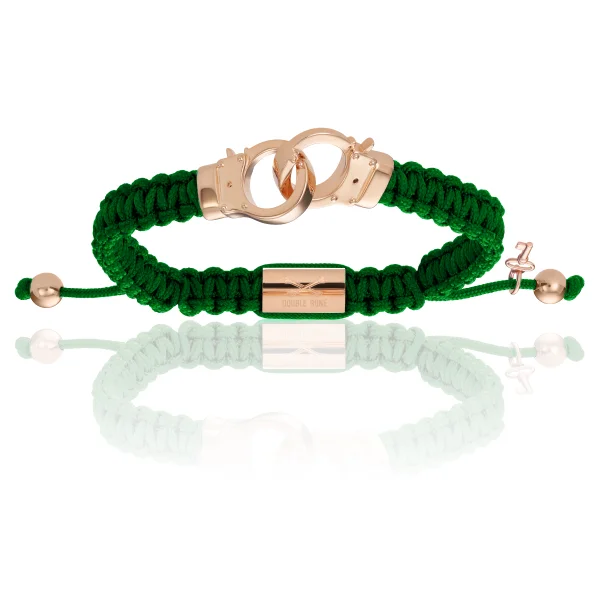 Military Green Nylon With 18K Pink Gold Hand-cuff Bracelet