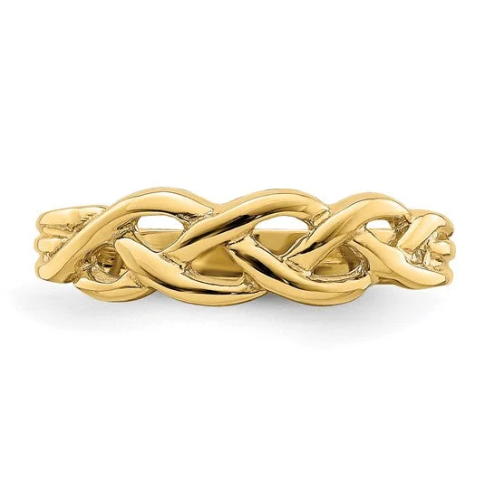 fashionable silver rings -14KY Gold Braided Knot Ring