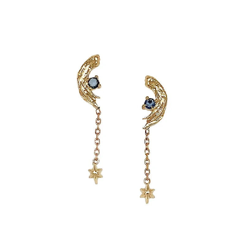 chic ear jackets -Blue Sapphire & Gold Earrings - "Ultramarine"