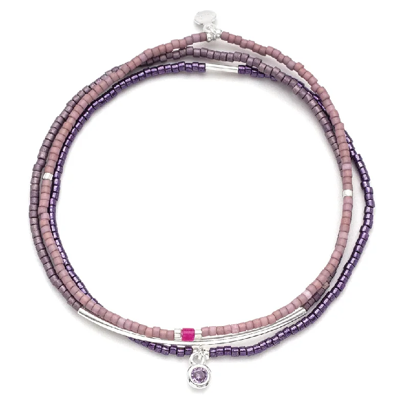 Tonal Chromacolor Miyuki Bracelet Trio - Purple/Silver