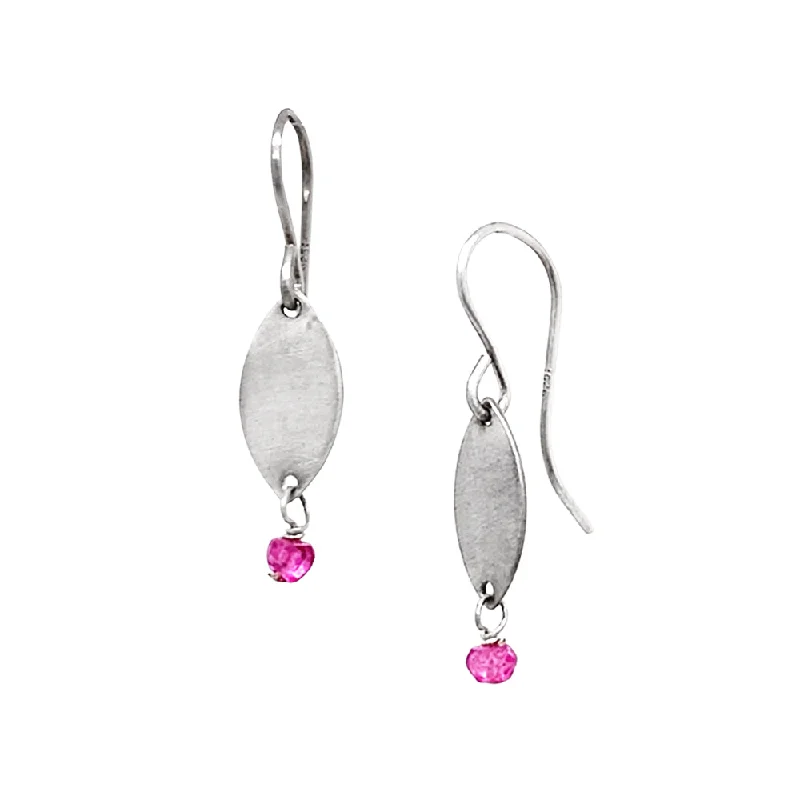 geometric hoop earrings -Sterling Silver Gemstone Accent Drop Earrings- "Pink Topaz"