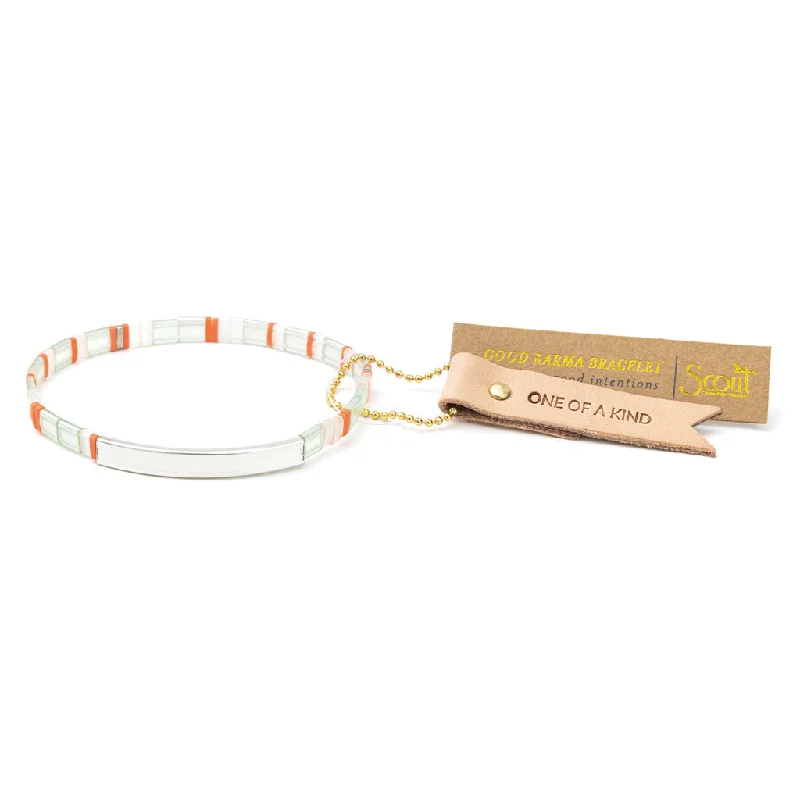 Good Karma Miyuki Bracelet | One Of A Kind - Mist/Salmon/Silver