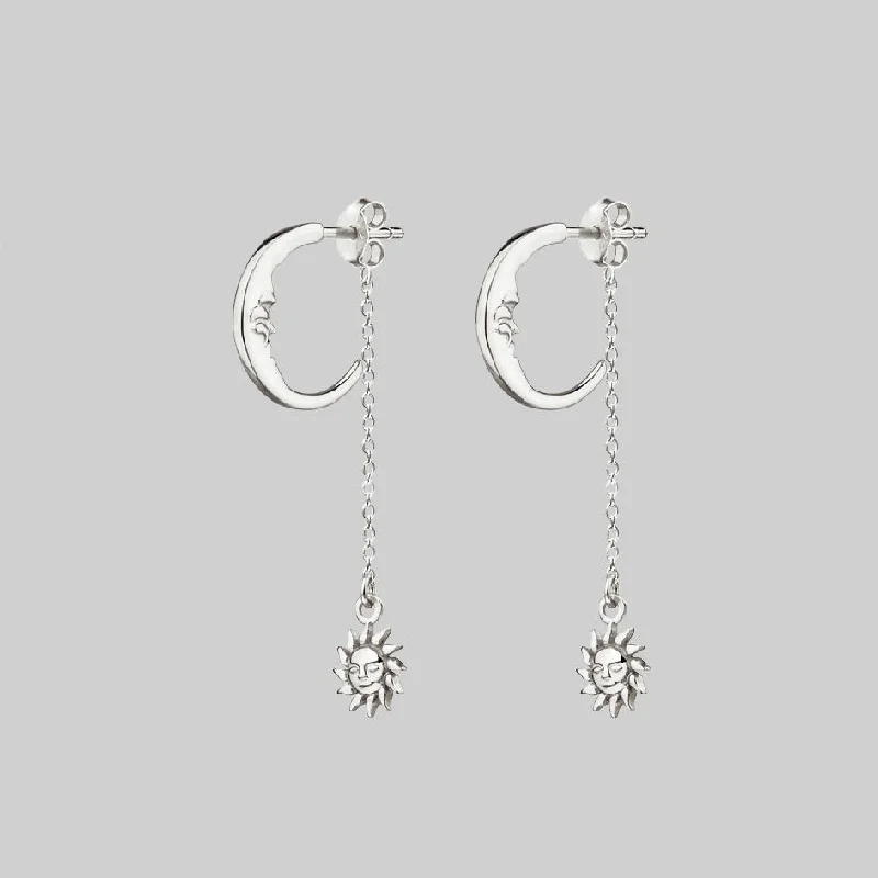 fashion-forward earrings -DAWN. Man in the Moon & Star Earrings - Silver