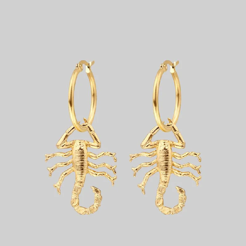 affordable earrings for women -NOXIOUS. Scorpion Hoop Earrings - Gold