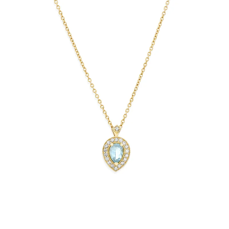 affordable diamond rings -Luna Necklace With Aquamarine And Diamonds