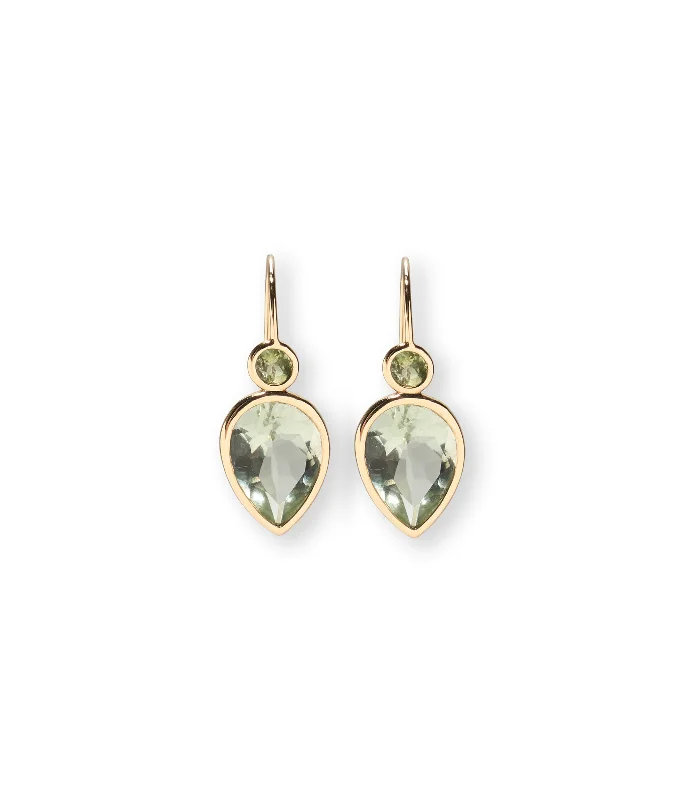 luxury earrings for women -14k Gold Hera Earrings in Green Amethyst