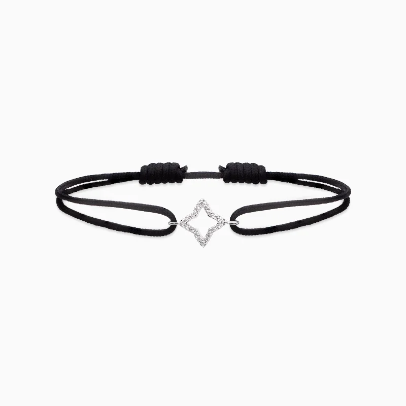 Bracelet cordon Hollow Flower - Noir