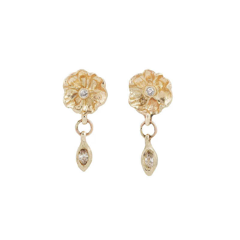 women’s dangly earrings -Yellow Gold and Diamond Dangle Earrings - "Amelia"