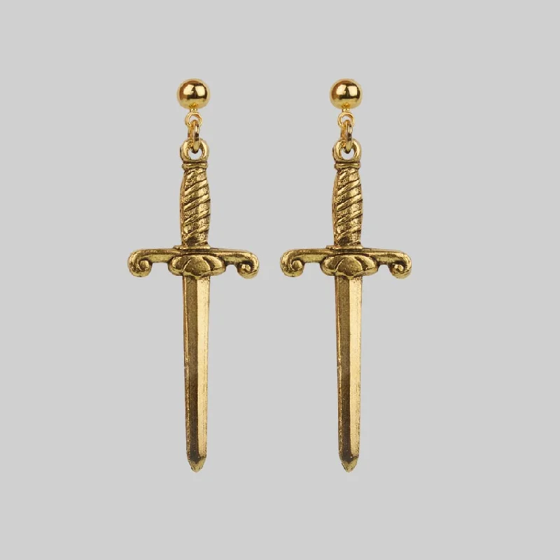 exclusive diamond earrings -TRUST. Dagger Earrings - Gold