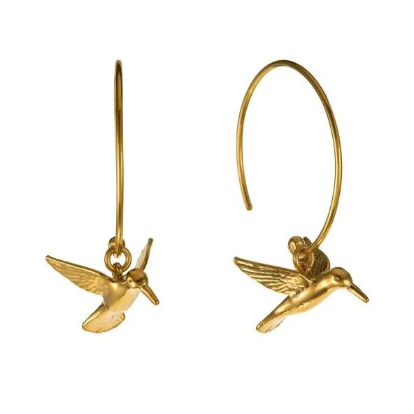 handmade gemstone earrings -Gold Vermeil Hoop Earrings - "Hummingbird"