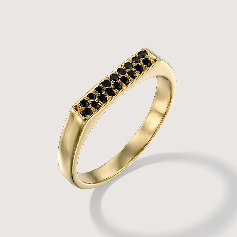 stackable rings with gemstones -Charlotte Gold Ring Black Diamonds