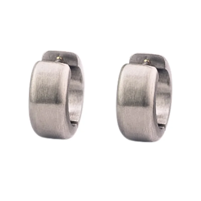 elegant diamond earrings -Large Stainless Steel Huggie Earrings - "Round Curved Hoops"