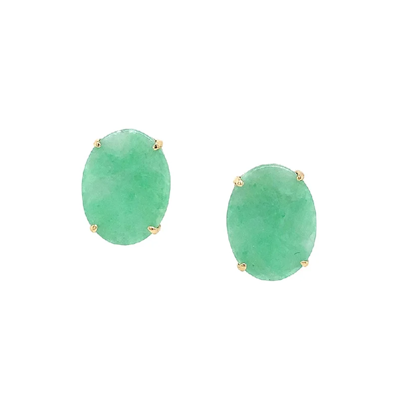 sapphire earrings for women -Jadeite & Yellow Gold Studs - "Wonder"