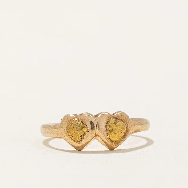 antique wedding rings -10k Yellow Gold Heart & Nugget Ring | SZ 2.25 |