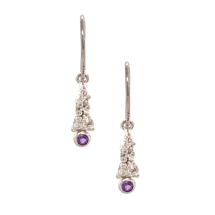 gold earrings for women -Amethyst Elemental Drop Earrings