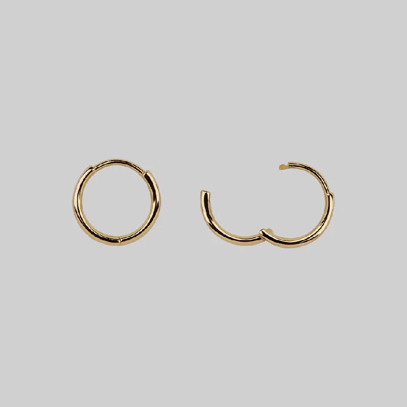 chic drop earrings -Simple Gold Clicker Hoop Earrings - 13mm