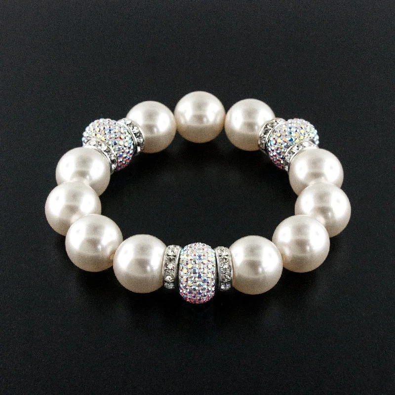 Pearl & Pavé Charm Stretch Bracelet