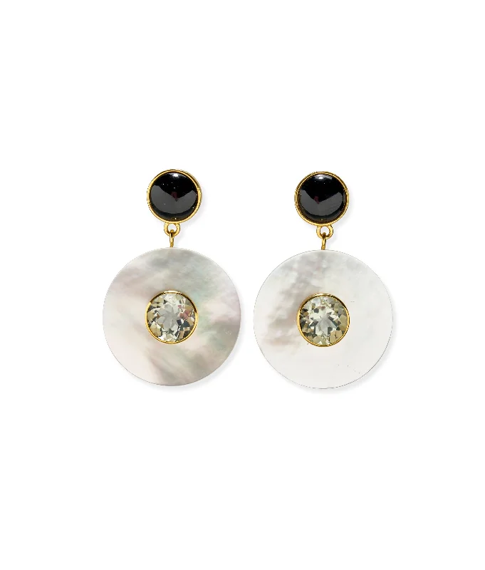 elegant earrings for women -Taj Disc Earrings in Mother-of-Pearl