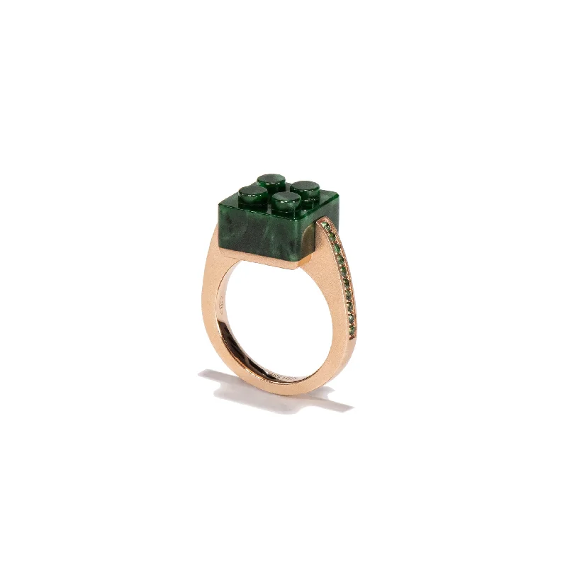 matching wedding rings for couples -The Bare Block Ring - Jade