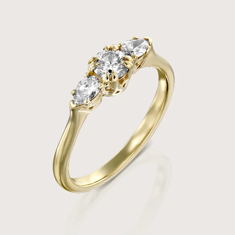 trendy fashion rings -Emma 4mm Gold Ring White Diamonds