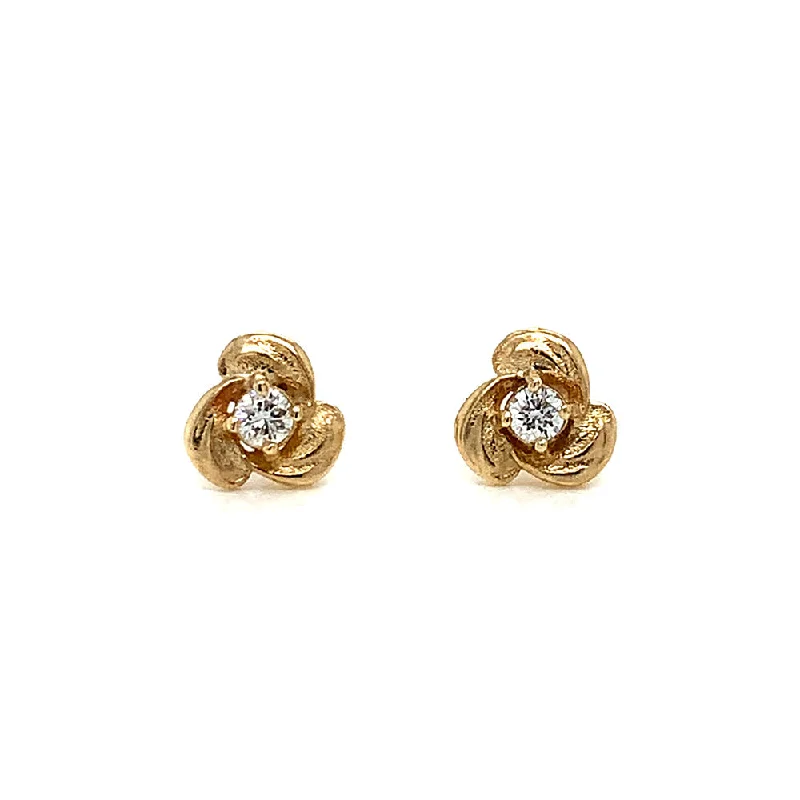 luxurious diamond earrings -Gold & Diamond Stud Earrings - "Monet's Garden"