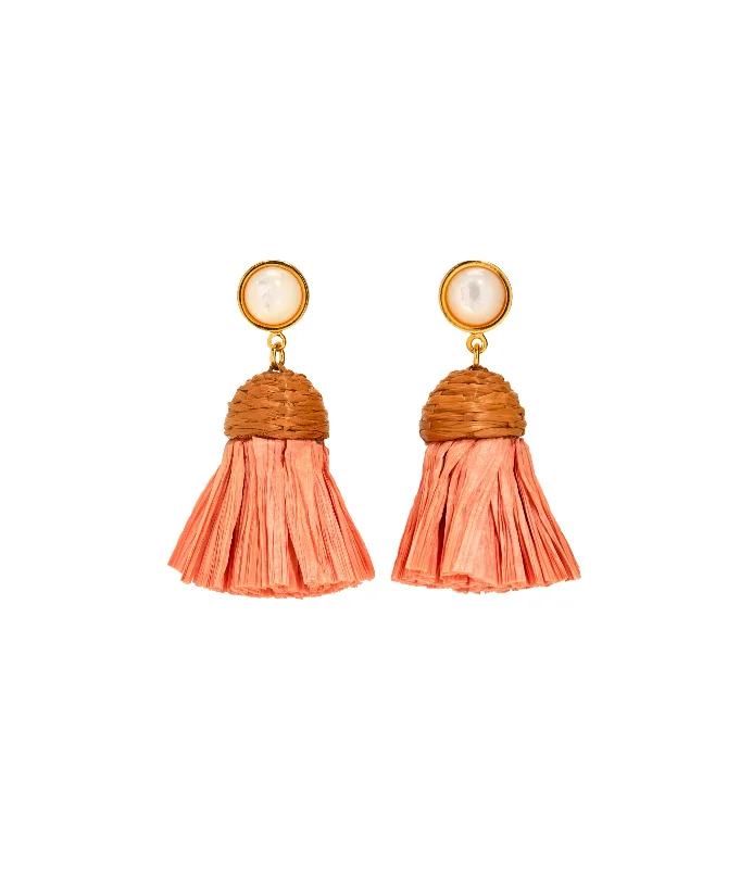 classic pearl earrings -Raffia Earrings in Rose