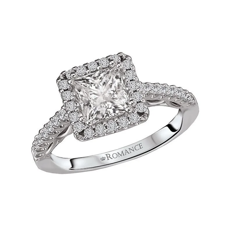 affordable diamond engagement rings -14KT WHITE GOLD 1 1/3 CTW DIAMOND SQUARE HALO RING