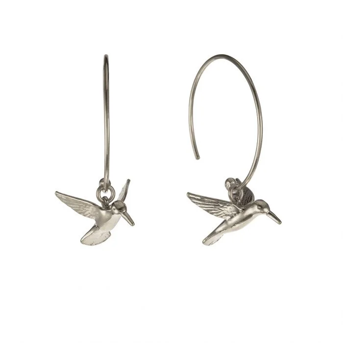 luxury hoop earrings -Sterling Silver Hoop Earrings - "Hummingbird"