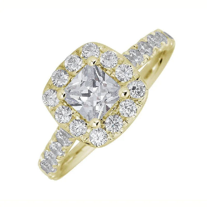 intricate engagement rings -JULEVE 18KT GOLD 1.75 CTW DIAMOND CUSHION HALO RING