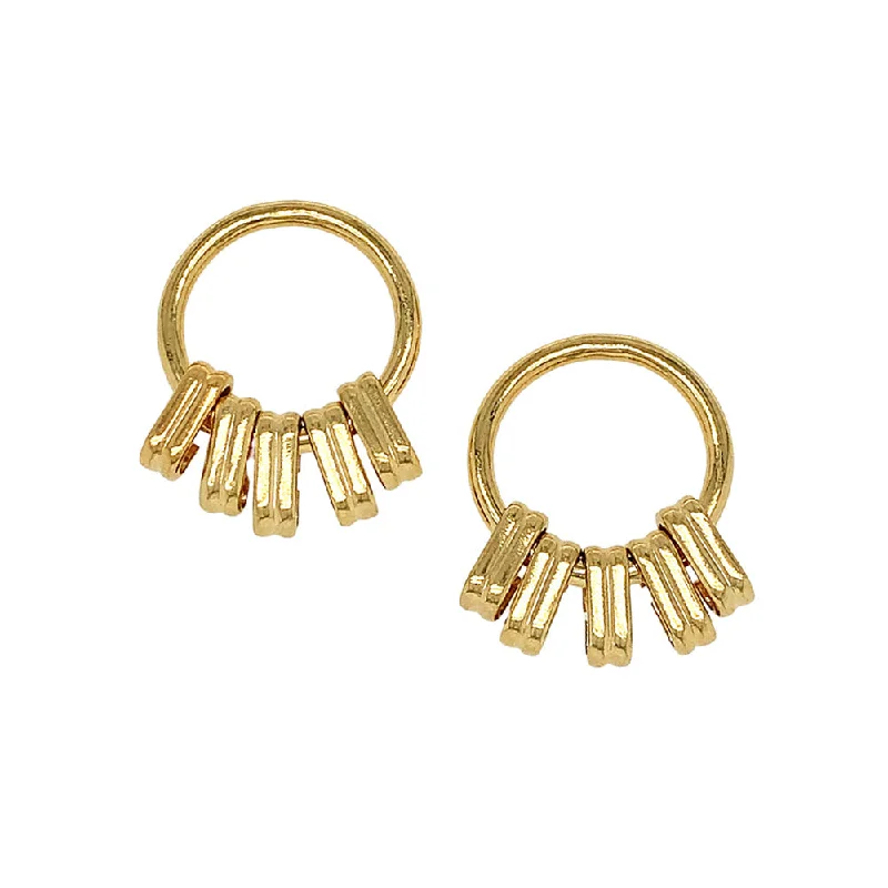 luxury gemstone drop earrings -24K Yellow Gold Vermeil Hoop and Dangle Earrings - "Marley Hoop"