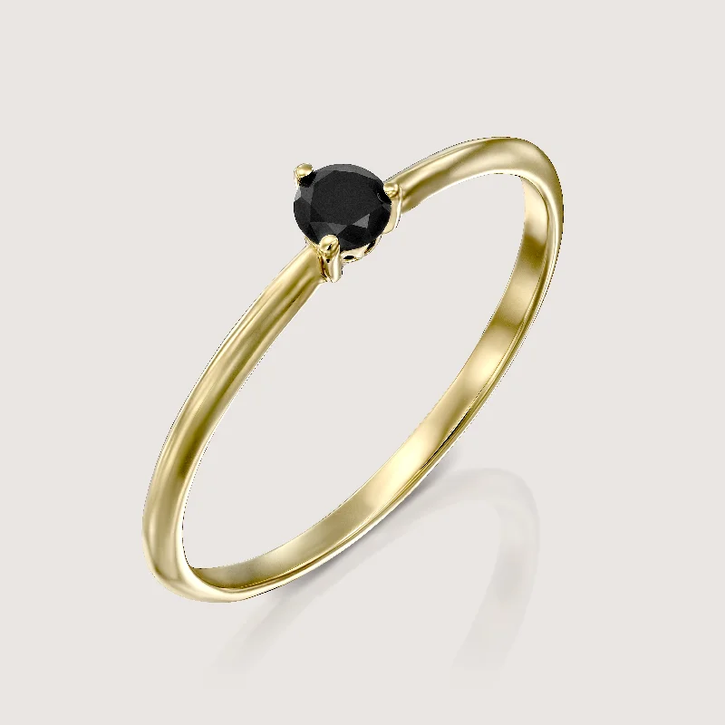 stackable diamond rings -Kahlo Ring Black Diamond