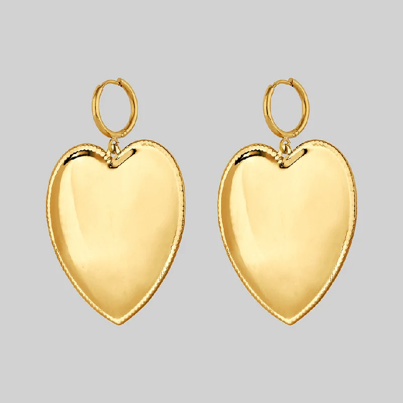 large hoop earrings -ADMIRE. Large Heart Hoop Earrings - Gold