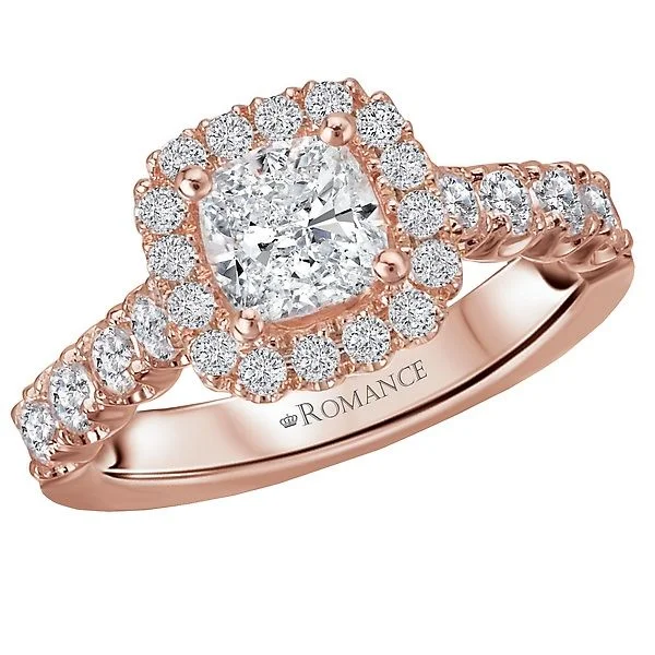 platinum engagement rings -14KT GOLD 1.75 CTW DIAMOND MICRO-SET CUSHION HALO RING