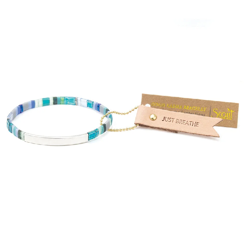 Good Karma Miyuki Bracelet | Just Breathe - Turquoise/Green/Silver