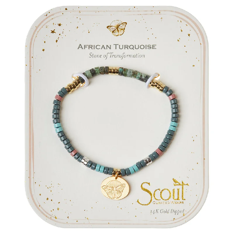 Stone Intention Charm Bracelet - African Turquoise/Gold