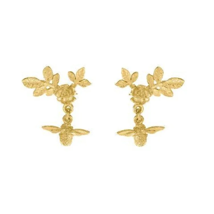 bridal earrings for women -Yellow Gold Drop Earrings - "Floral Bloom"