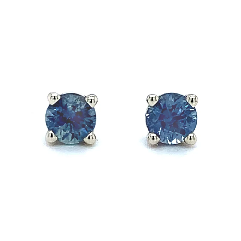 vintage-style earrings -Montana Sapphire White Gold Stud Earrings - "Winter Waters"