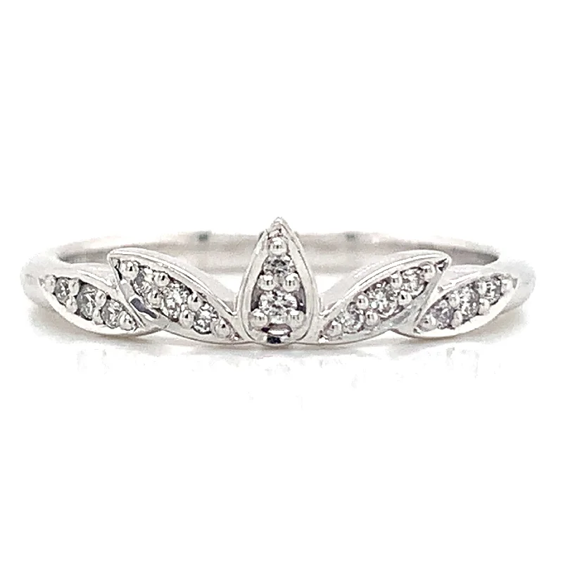 affordable luxury engagement rings -18ct White Gold Floral Earth Grown Diamond Crown Ring