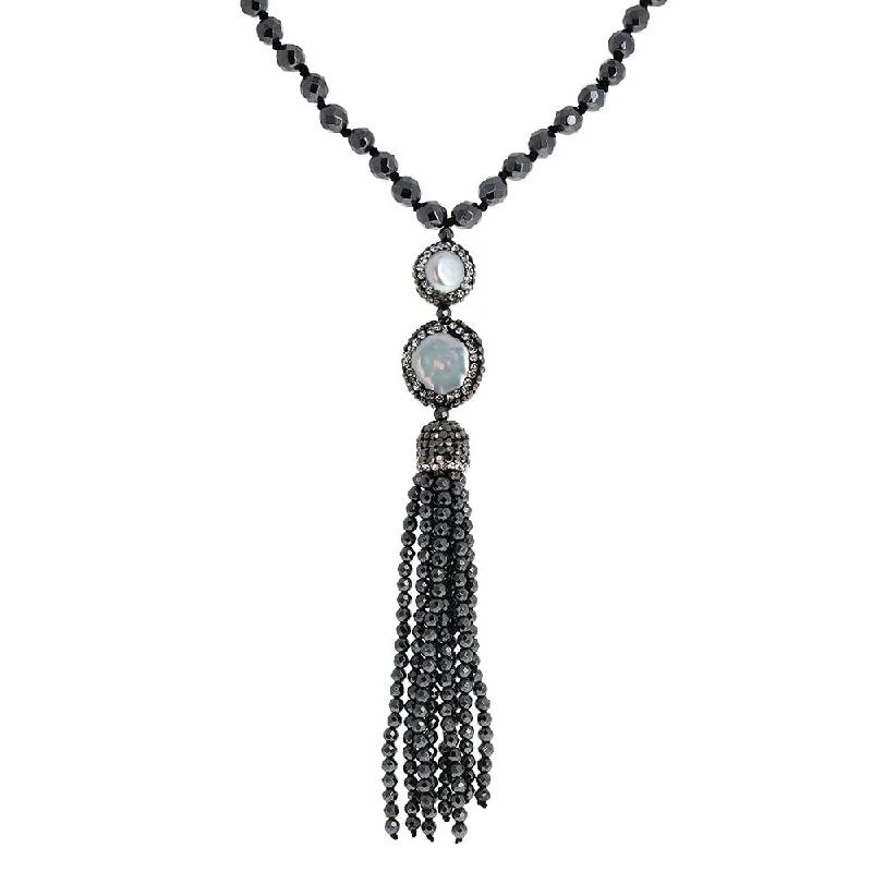 matching mother-daughter necklaces -Hematite Tassle Necklace