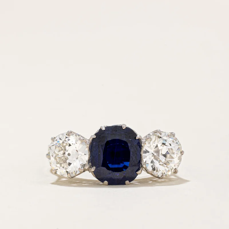 trendy silver rings -Sapphire & Diamond Hinge Ring | 2.80ct, 2.50ctw | SZ 5.75 |