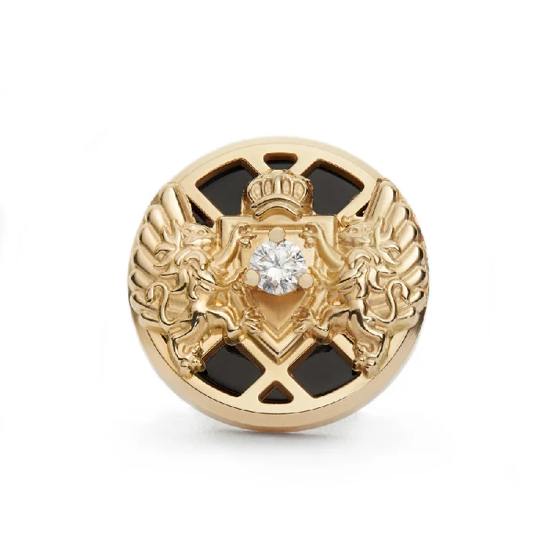 large stud earrings -Balmain 18K Yellow Gold Emblem Single Stud Earring